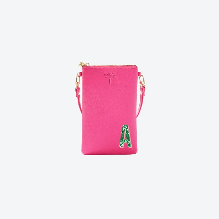 #1 Hot Pink with Leopard Initial, front view