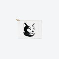 #2 White Black Cat Pouch, front view