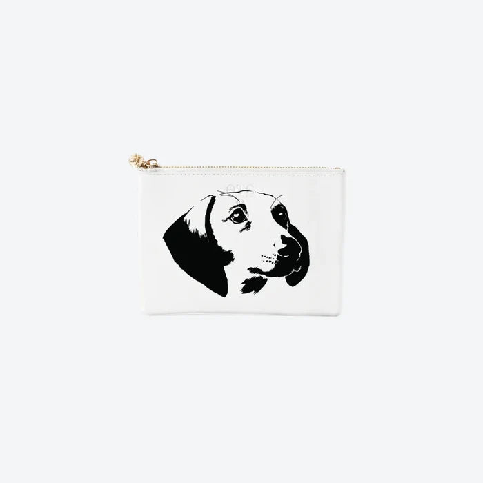 #2 White Dachshund Pouch, front view