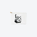 #2 White Striped Cat Pouch, front view