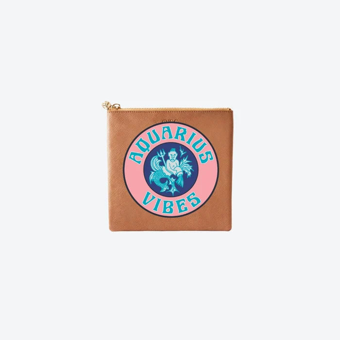 #3 Tan Aquarius Pouch, front view