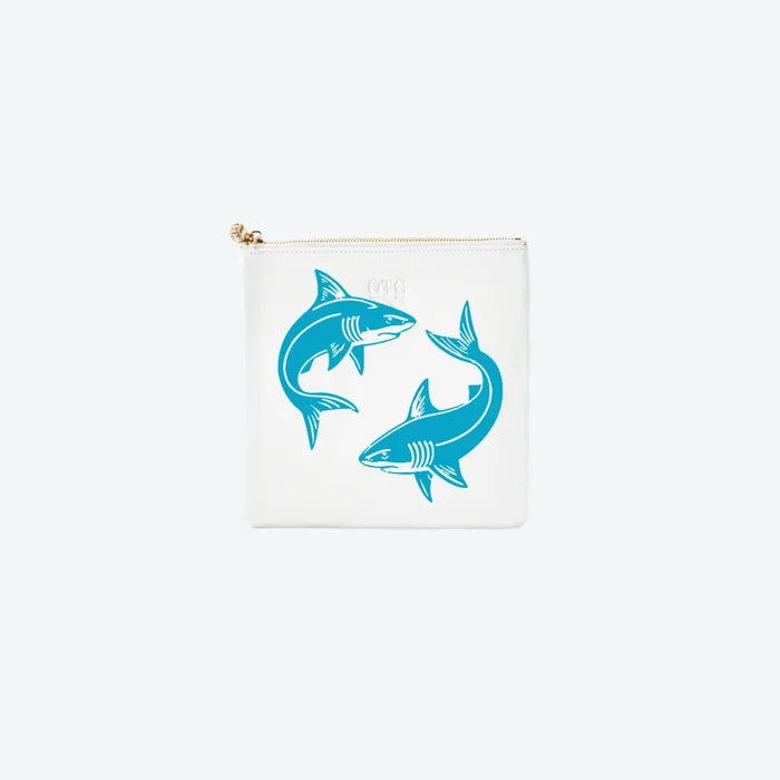 #3 White Shark Pouch, front view