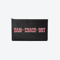 #5 Black Bam Crack Dot Clutch, front view