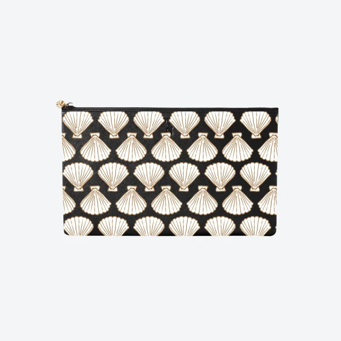 #5 Elle Shell Black Clutch, front view