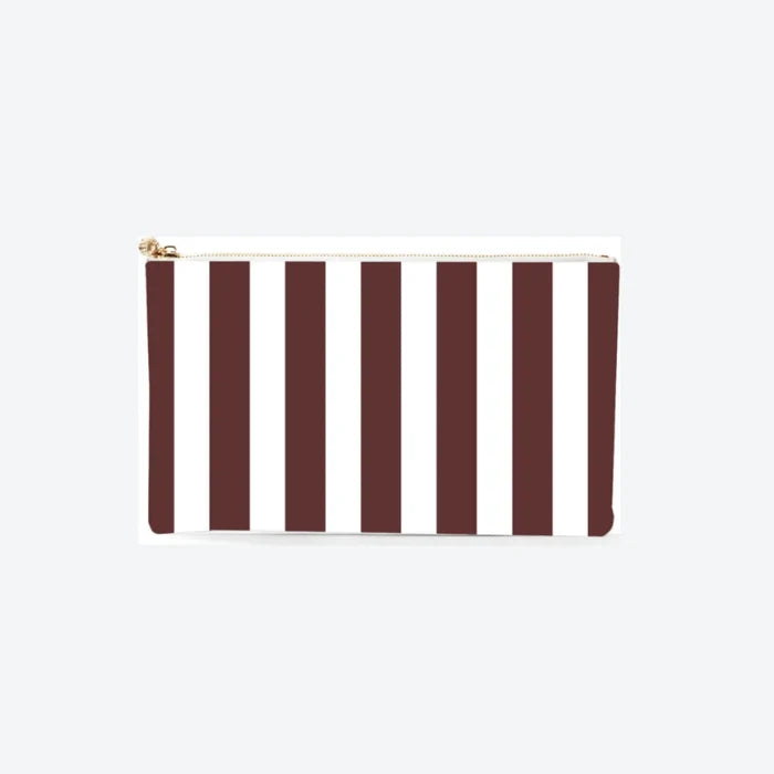 #5 Meeghan Stripe Brown Clutch, front view