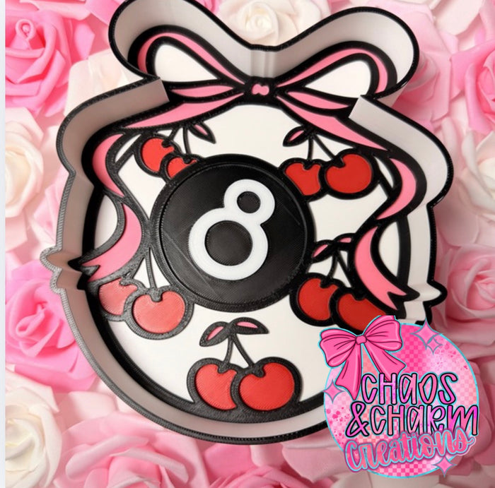8 ball bow and cherries tray * Exclusive