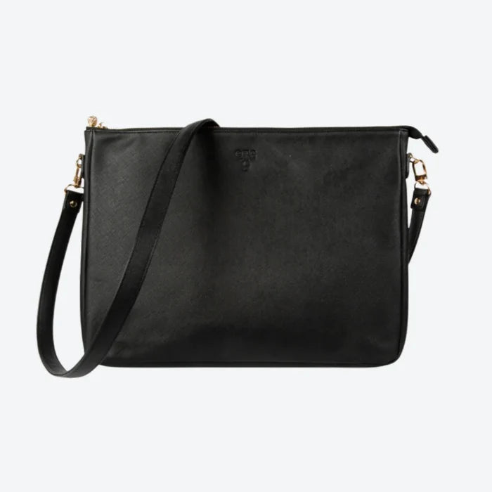 Size #9 Black Padded Crossbody Techie, front view