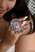 Aasma Oxidised Free Size, Adjustable Ring
