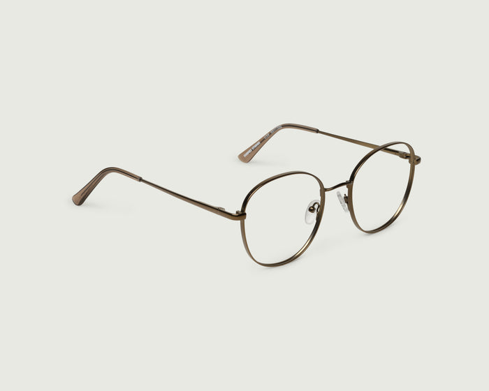 Rye::Abbot Wide Eyeglasses round brown  metal front diagonal