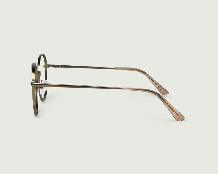 Rye::Abbot Wide Eyeglasses round brown  metal side