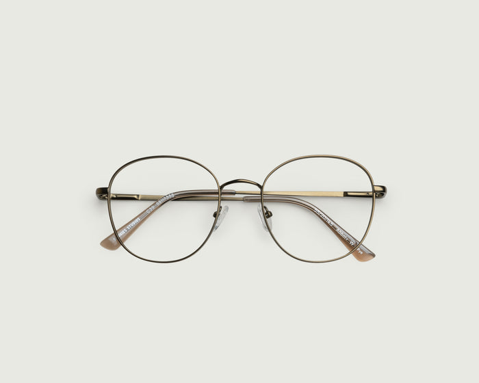 Rye::Abbot Wide Eyeglasses round brown  metal top
