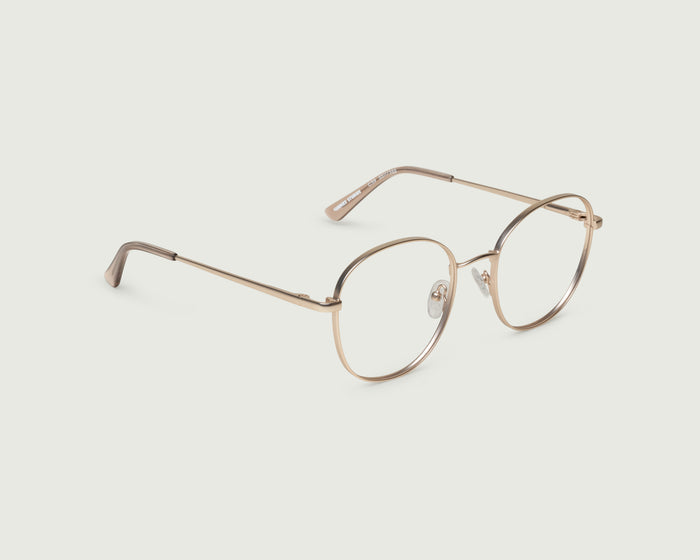 Tinsel::Abbot Wide Eyeglasses round gold metal front diagonal
