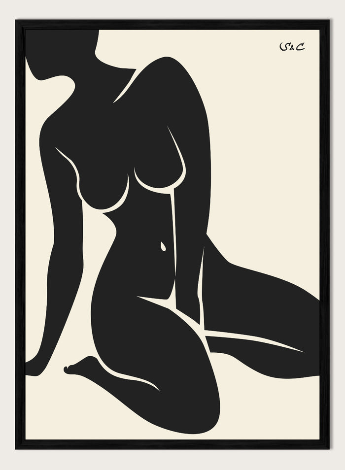 A4/8x12 inches (Framing Available) / Black / Black Wood Frame