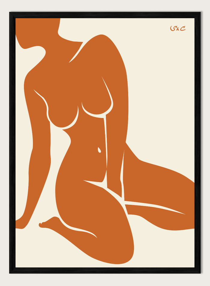 A4/8x12 inches (Framing Available) / Burnt Orange / Black Wood Frame