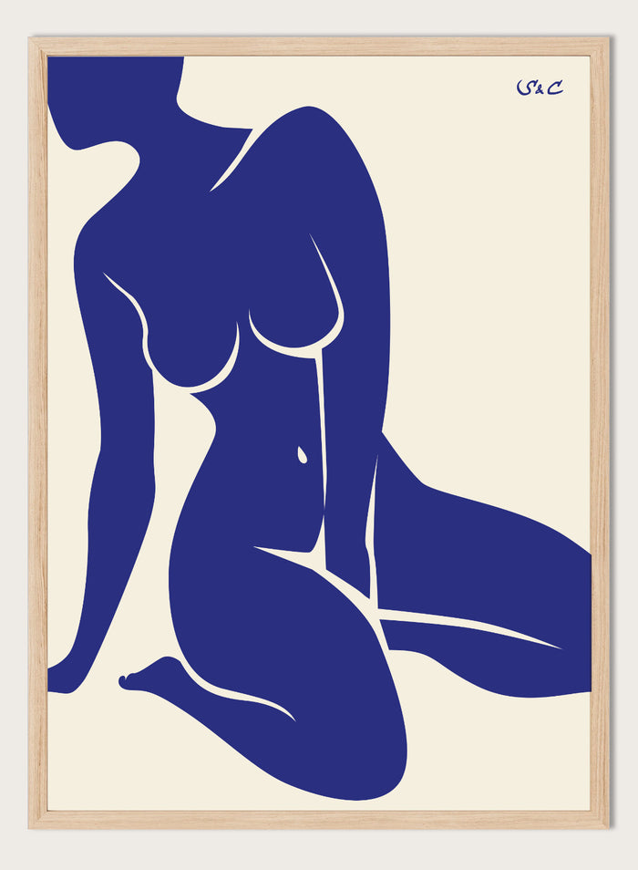 A4/8x12 inches (Framing Available) / Royal Blue / Oak Wood Frame