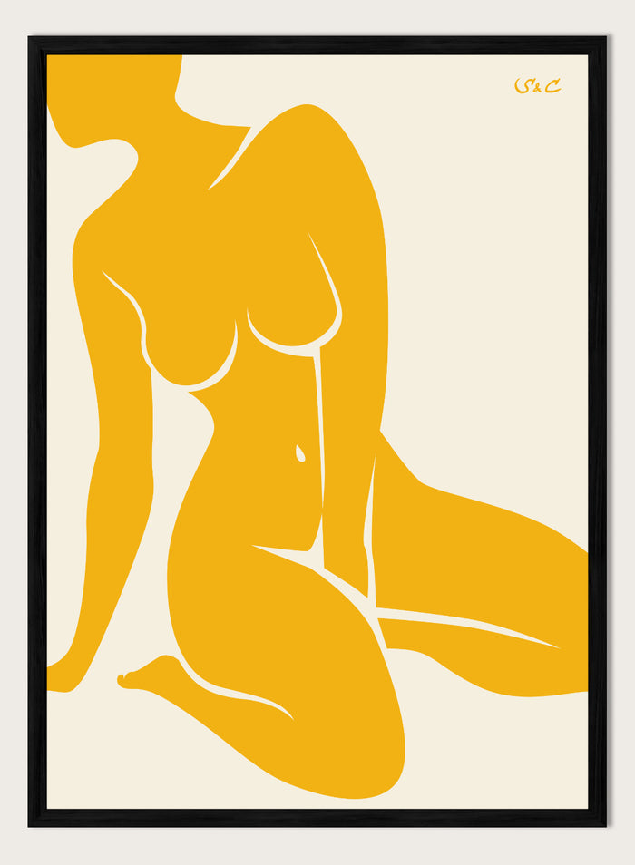 A4/8x12 inches (Framing Available) / Mustard Yellow / Black Wood Frame