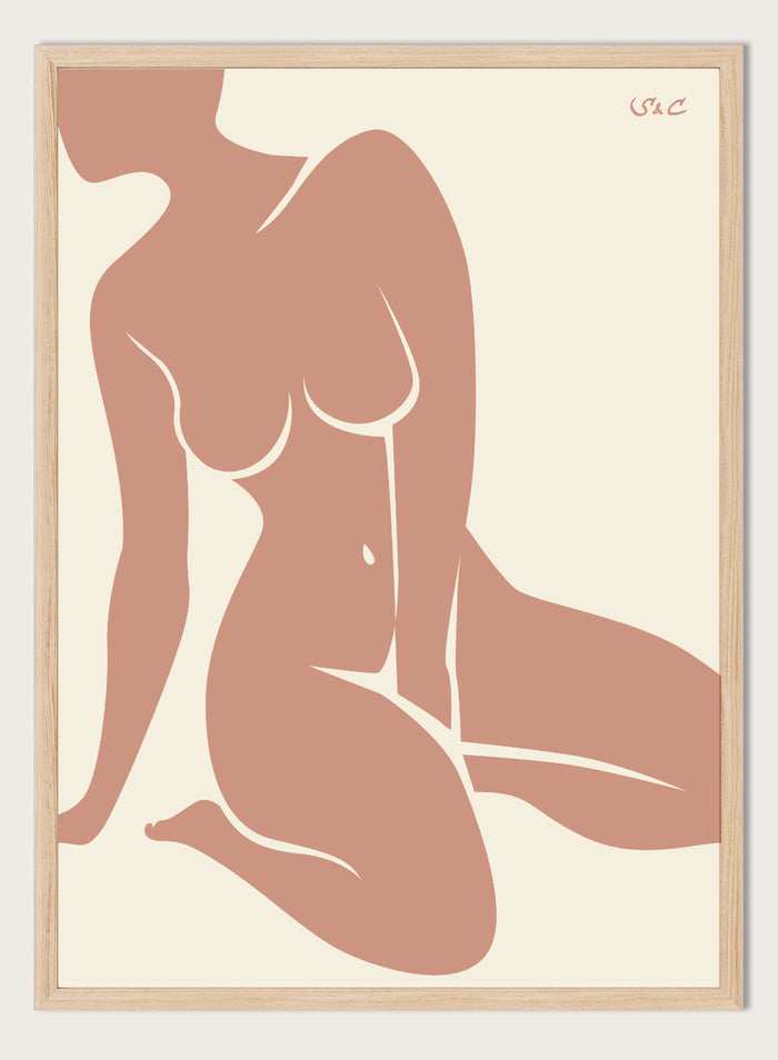 A4/8x12 inches (Framing Available) / Dusty Pink / Oak Wood Frame