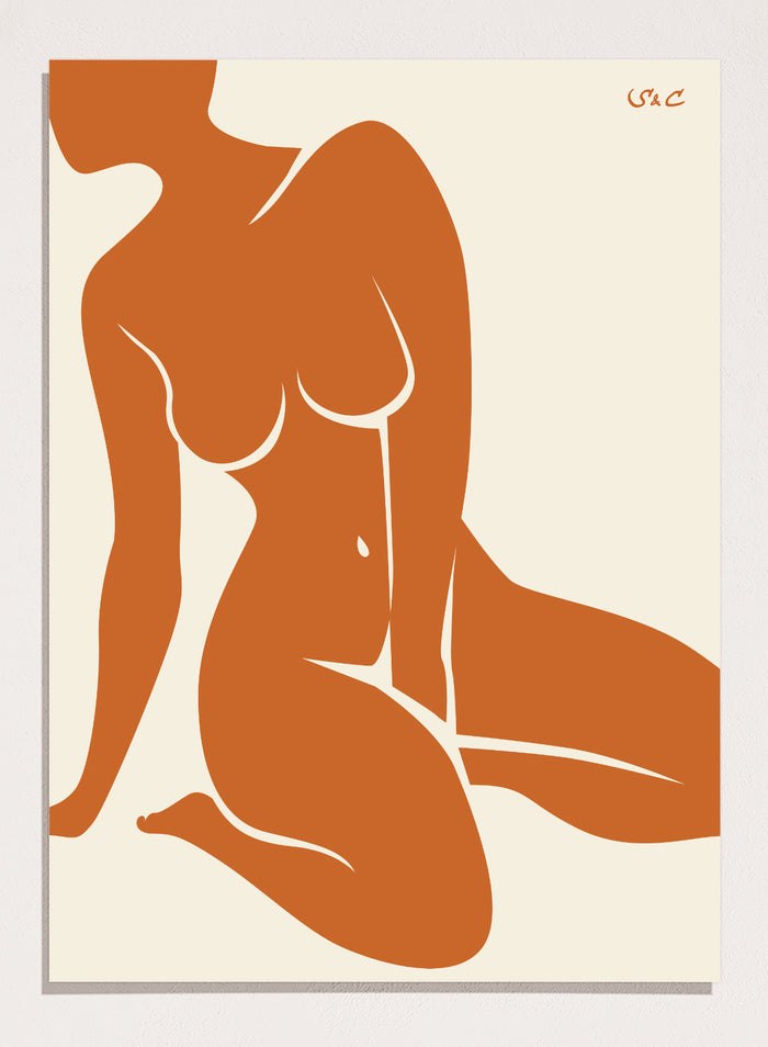 8x10 inches/20x25cm / Burnt Orange / Unframed Print Only