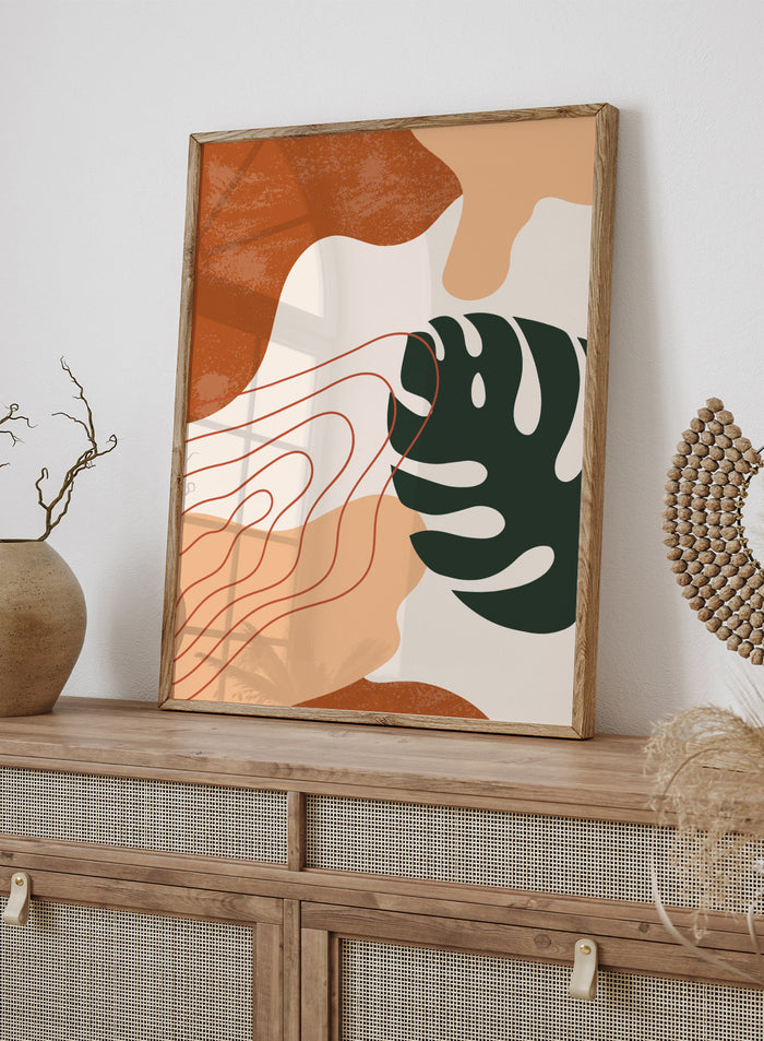 Abstract Terracotta Monstera Print