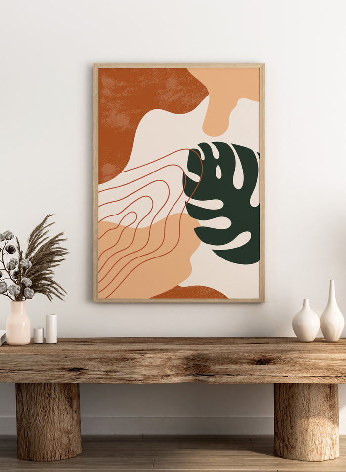 Abstract Terracotta Monstera Print
