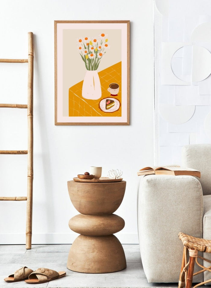 ‘Afternoon Coffee with Flowers’ Aesthetic Art Print_Sugar & Canvas_Sugar & Canvas