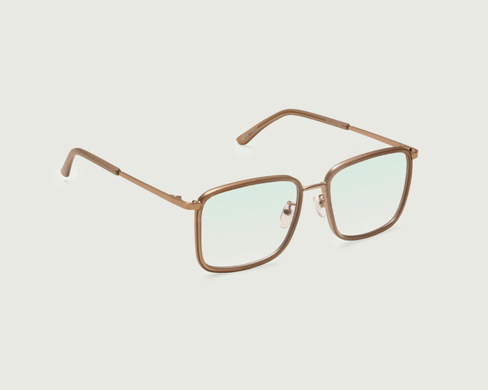 Tan::Alcott Anti-Radiation Glasses Square Brown recycled polyester front diagonal