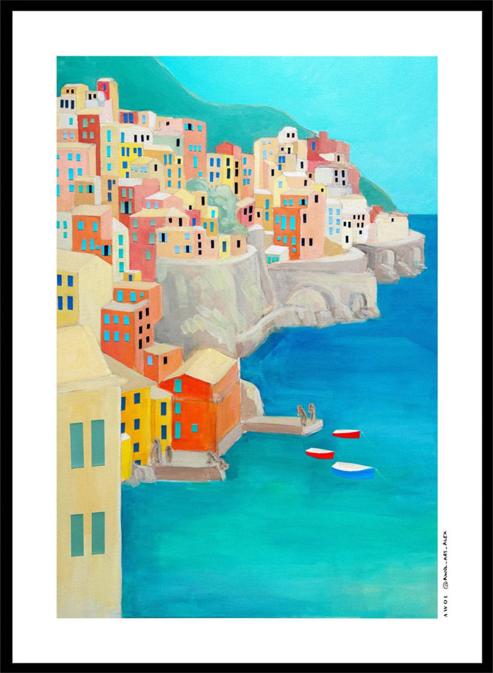 Alex Nereuta - Colorful Coastal Village Art Print