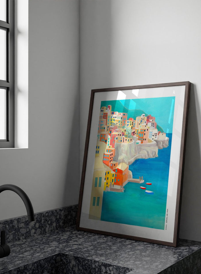 Alex Nereuta - Colorful Coastal Village Art Print
