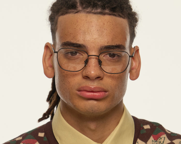 lifestyle-Charcoal::men Alfie Eyeglasses square black titanium