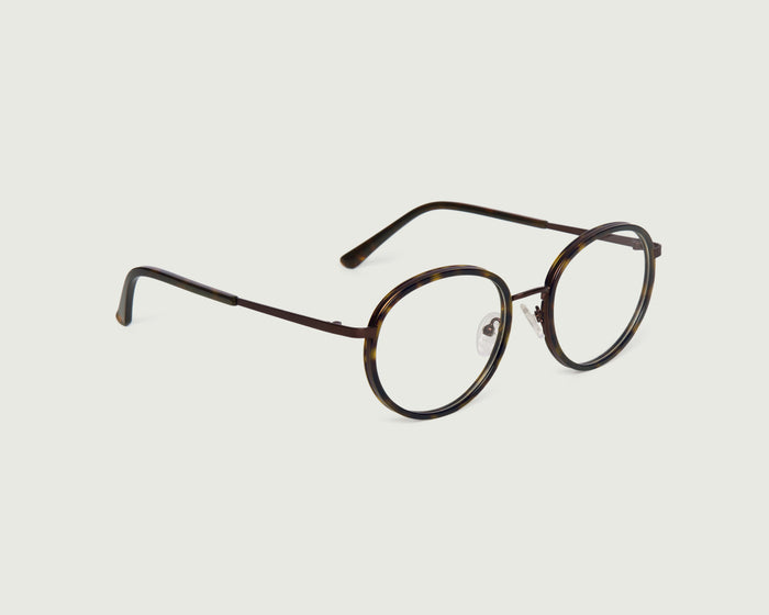 Bronze Tort::Alvaro Eyeglasses round tort metal front diagonal