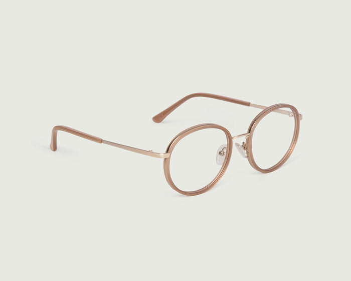 Toasted Peach::Alvaro Eyeglasses round nude metal front diagonal