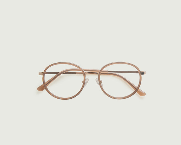 Toasted Peach::Alvaro Eyeglasses round nude metal top