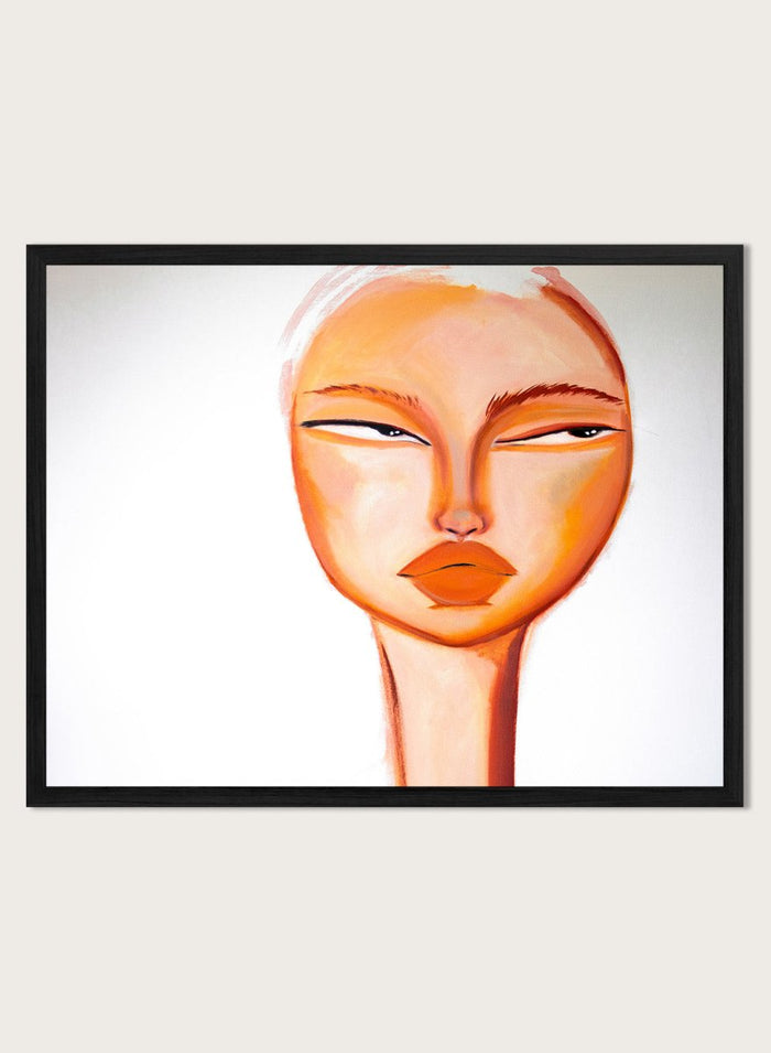 Sassy Side Eye by Amy Straley is a contemporary figurative art print featuring a playful feminine portrait, warm tones, and modern minimalist style.
