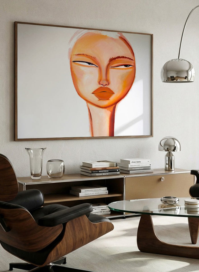 Sassy Side Eye by Amy Straley is a contemporary figurative art print featuring a playful feminine portrait, warm tones, and modern minimalist style.