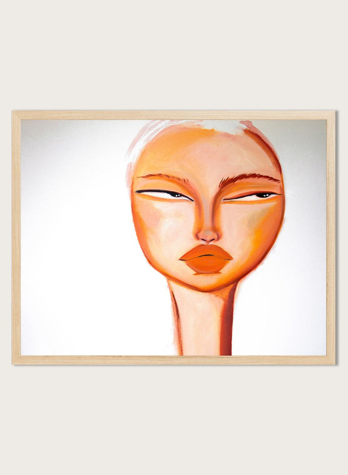Sassy Side Eye by Amy Straley is a contemporary figurative art print featuring a playful feminine portrait, warm tones, and modern minimalist style.