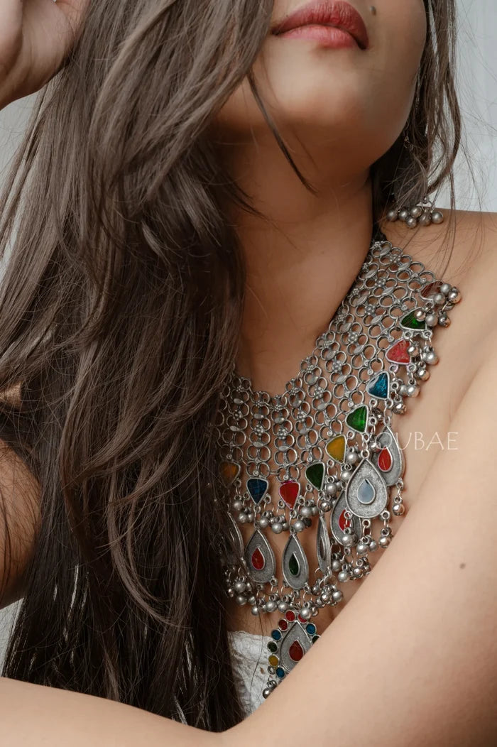 Anayeta Neckpiece Set-With Matching Earrings