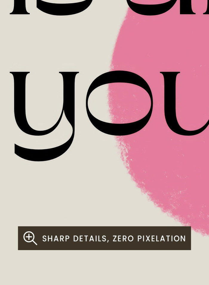 Poster with pink abstract design and 'love is all you need' text on a light background. Love Is All You Need by Anne-Marie Volfova is a typography art print with bold lettering and pink abstract brushstrokes. A modern love wall poster.