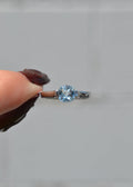 Aquamarine Cushion Sterling Silver Ring