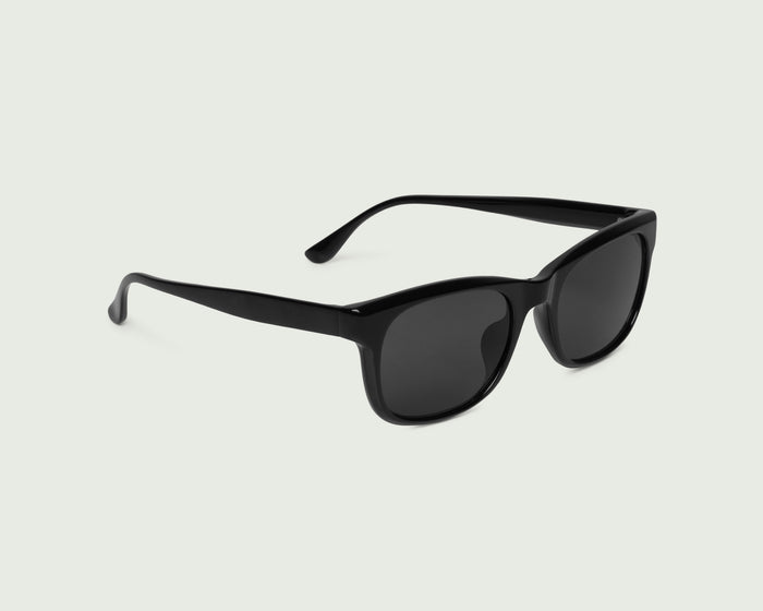 Ink::Ariel Sunglasses rectangle black recycled polyester front diagonal