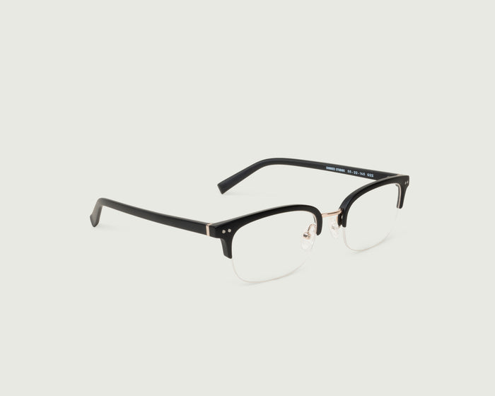 Charcoal::Arthur Eyeglasses browline black plant-based plastic front diagonal