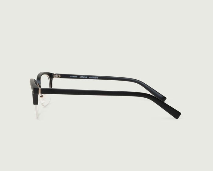 Charcoal::Arthur Eyeglasses browline black plant-based plastic side