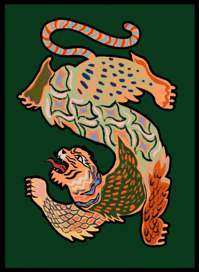 Arty Guava - Asian Tiger Green Art Print