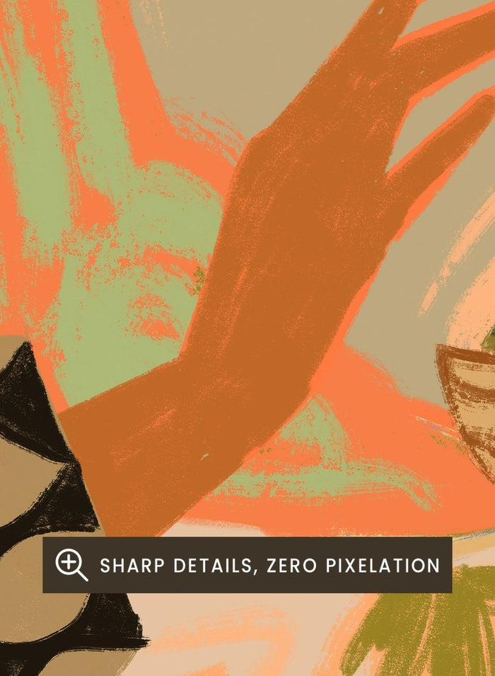 Abstract artwork with hands holding a woven basket and a flower, set against a beige background. The Power Of One by Arty Guava is a nature-inspired art print featuring botanical forms, expressive hands, tropical influences, and contemporary illustration.