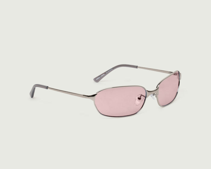 Silver Lychee::Aspen Sunglasses rectangle Gray metal front diagonal