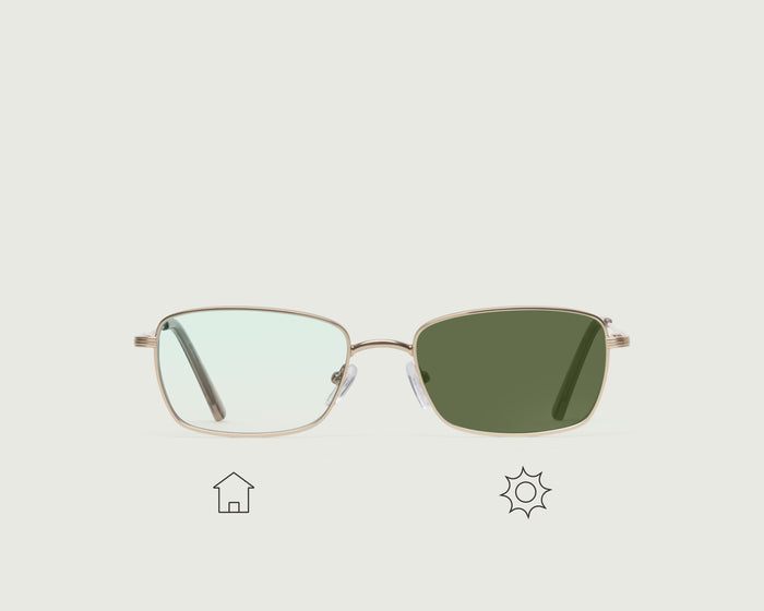 Gecko Adaptive::Austin Anti-Radiation Glasses Rectangle gold  metal front