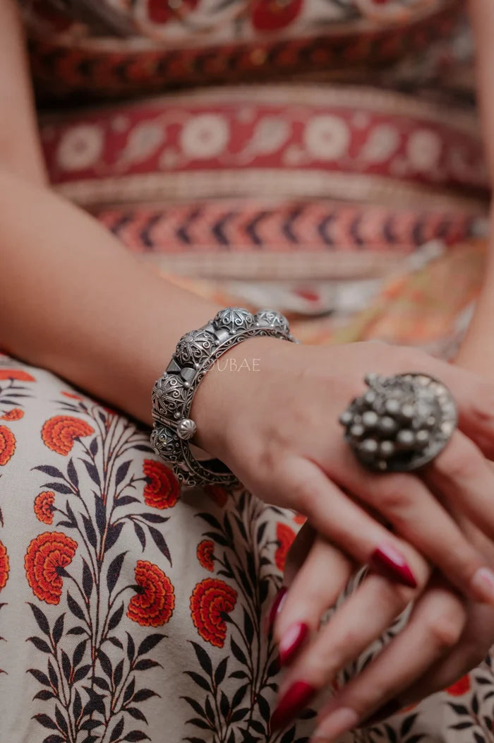 Ayera German Silver Free Size Kada Bracelet - Single