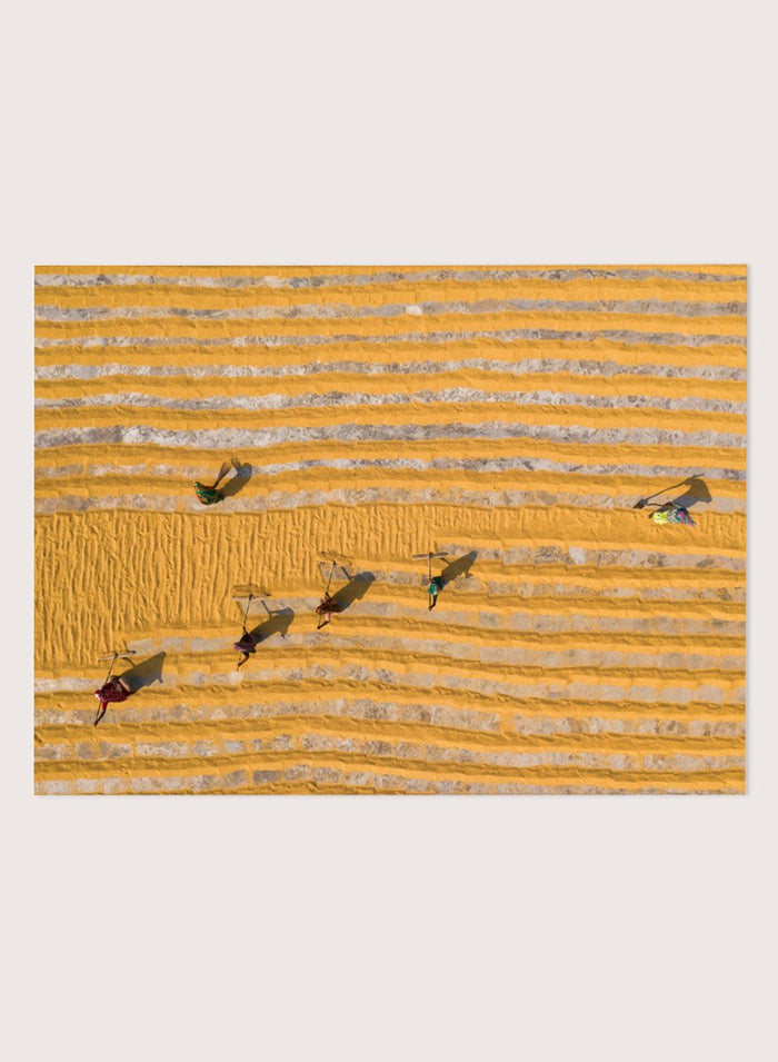 Rice Drying by Azim Khan Ronnie aerial photography print showing rice drying fields in Bangladesh, agricultural pattern wall art poster