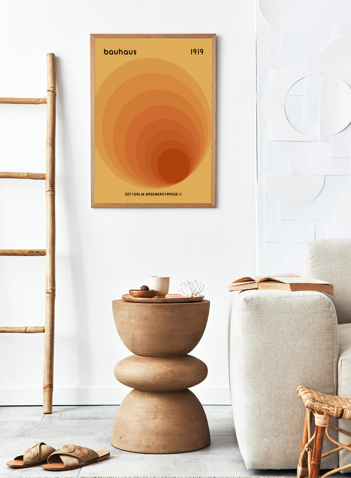 Bauhaus Orange Geometric Circles Art Print
