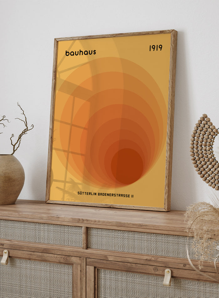 Bauhaus Orange Geometric Circles Art Print