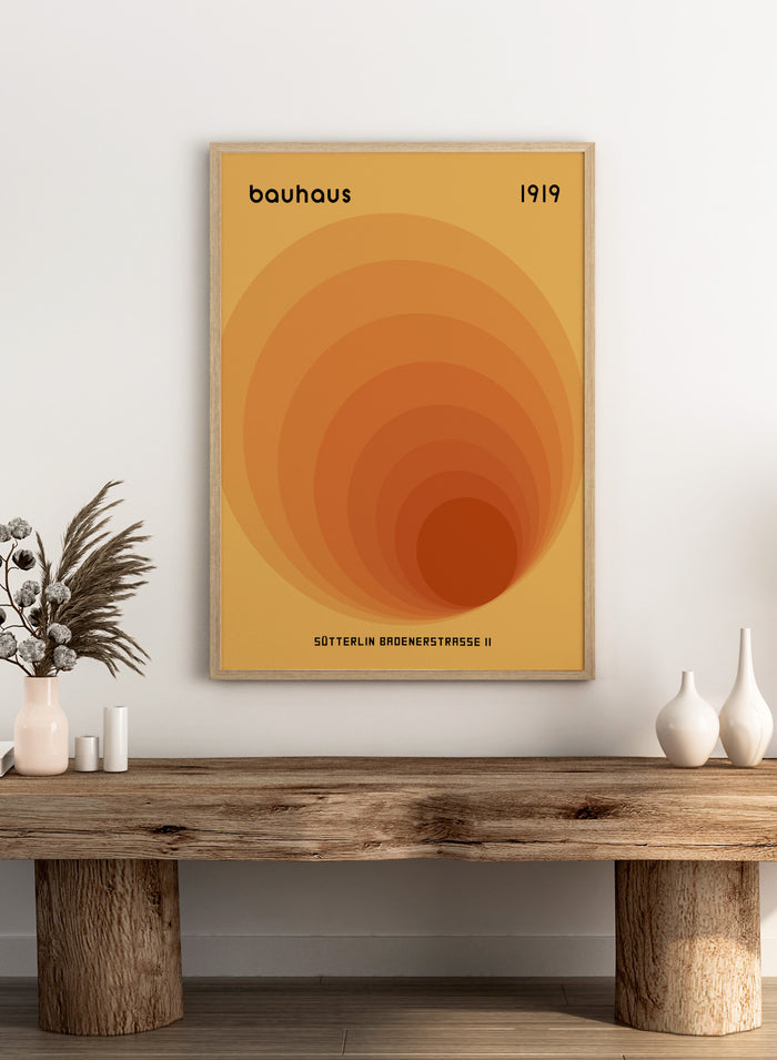 Bauhaus Orange Geometric Circles Art Print
